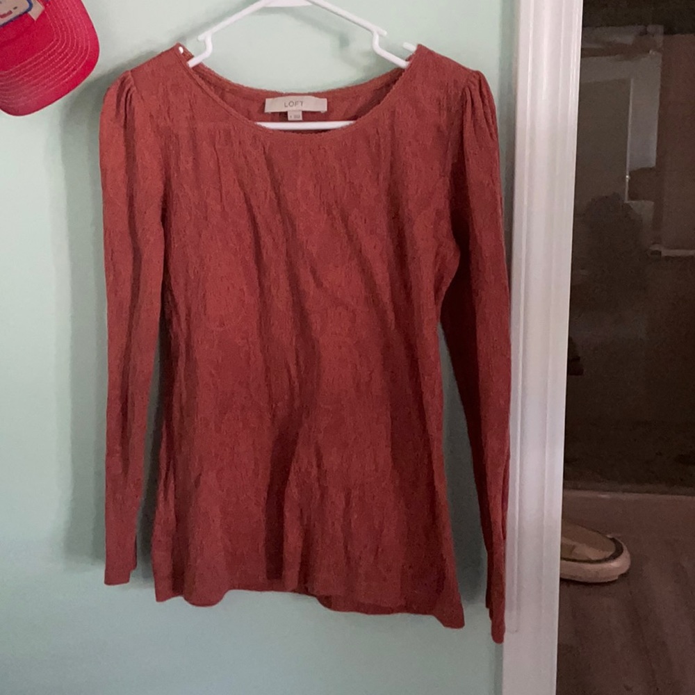 Coral burnt orange lace top